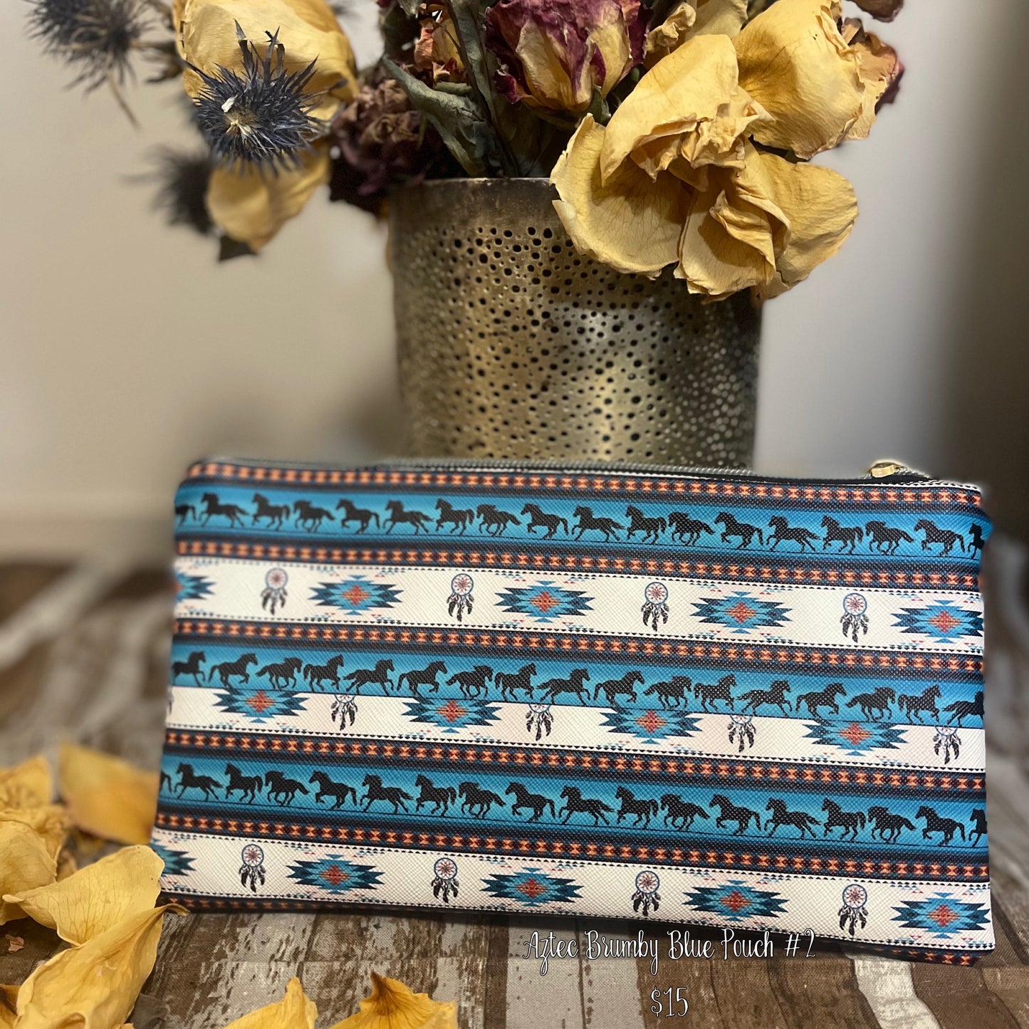 Aztec Brumby Blue Pouch