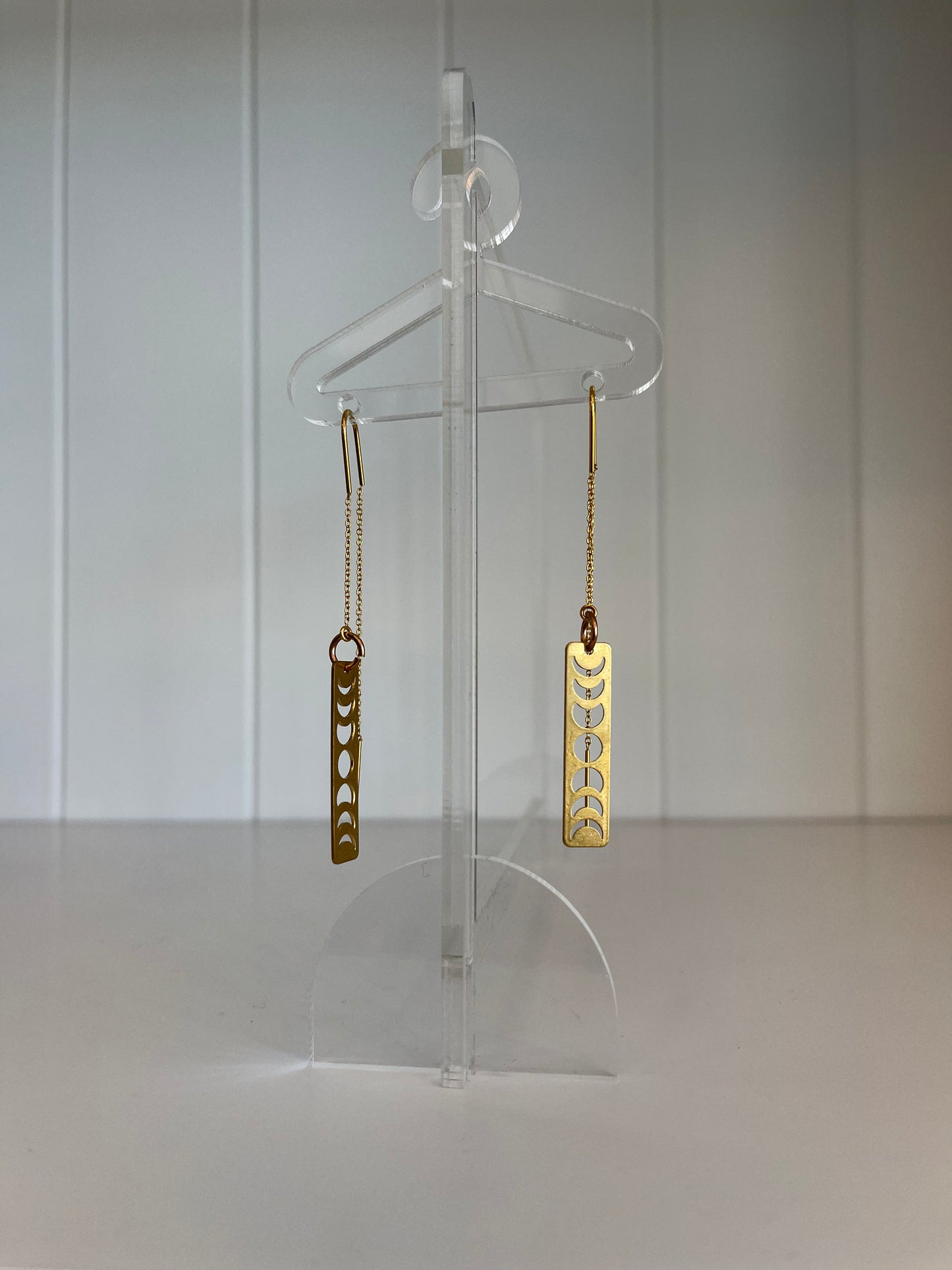 Brass Moon Phase Thread Earrings