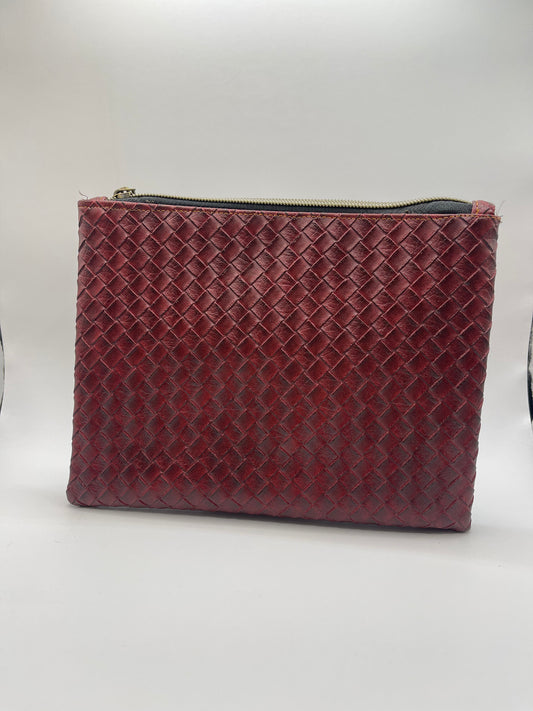 Burgundy Weave medium clutch