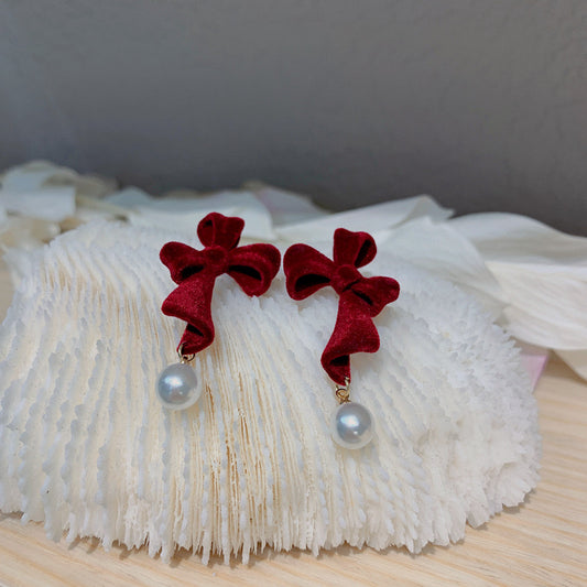Bow Earrings - Red