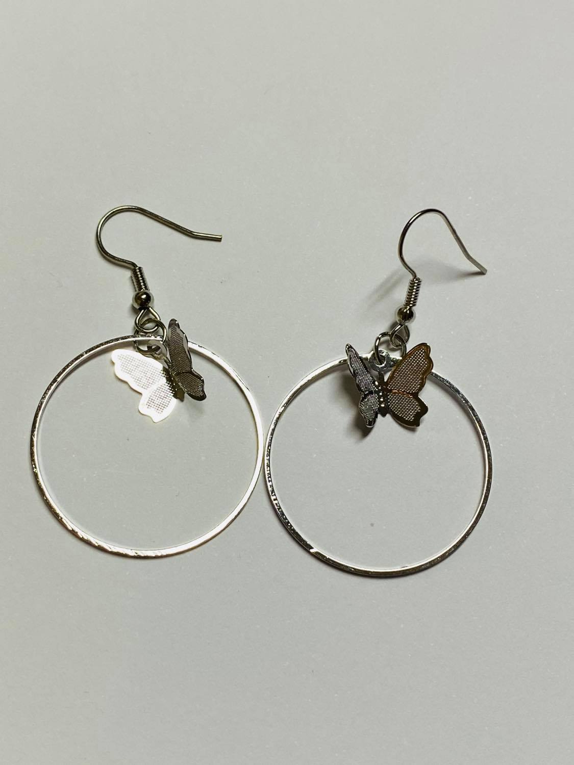 Nyla Rose Butterfly Hoop Earrings - Silver