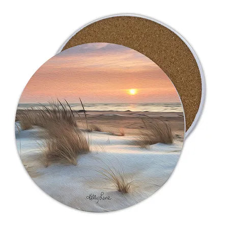 Espresso Floral Ceramic Coasters Set of 4