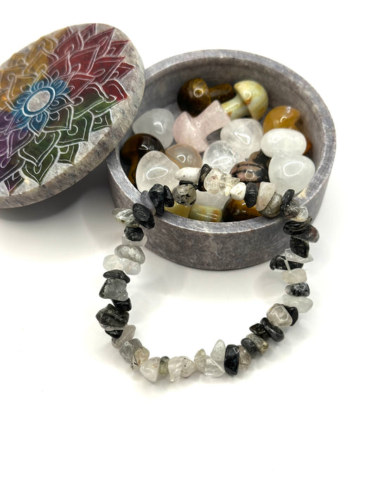 Tourmalinated Quartz Chip Bracelet