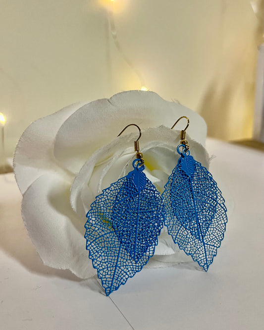Blue Leaf Earrings