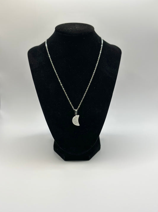 Clear Quartz Crystal Moon Necklace