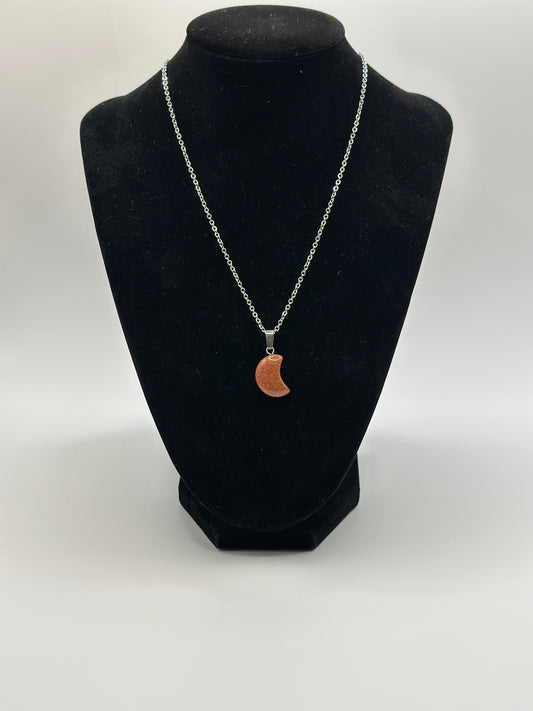 Golden Sandstone Crystal Moon Necklace