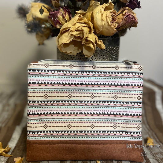 Boho Stripe / Tan Pouch