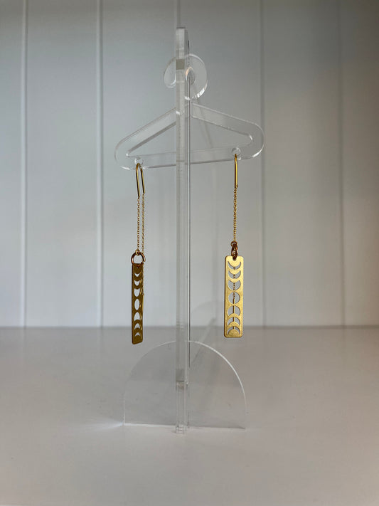 Brass Moon Phase Thread Earrings