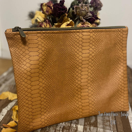 Tan Croc Faux Large