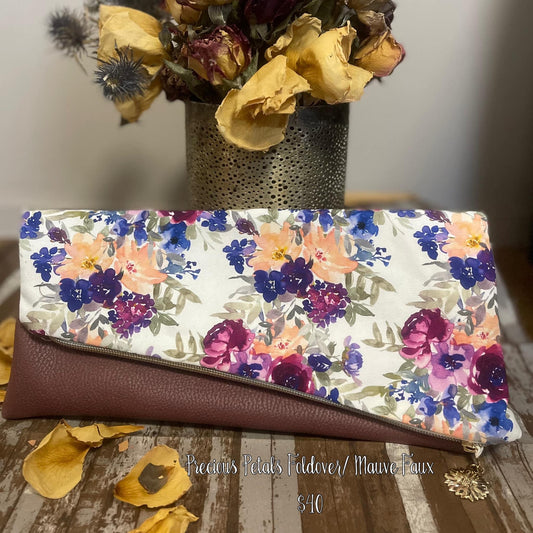 Precious Petals Fold Over - Mauve Faux