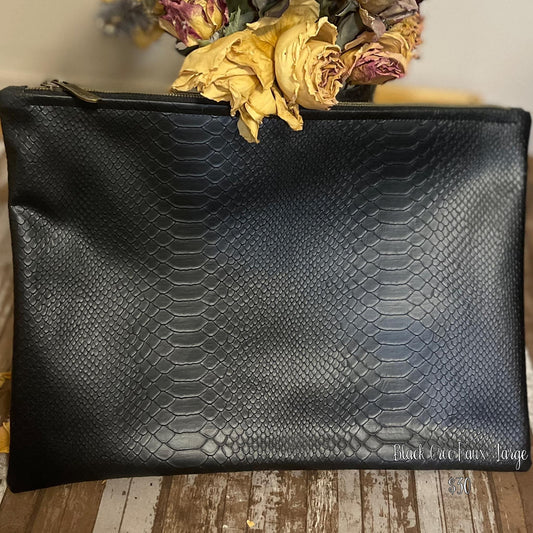 Black Croc Faux Large