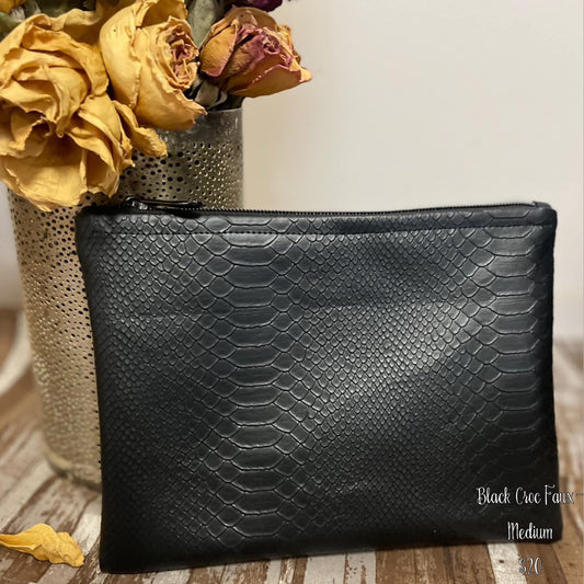 Black Croc Faux Medium